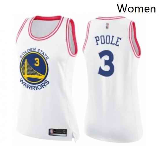 Womens Golden State Warriors 3 Jordan Poole Swingman White Pink Fashion Basketball Jerse